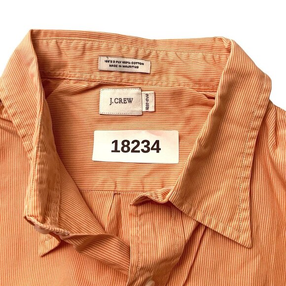 J.Crew Button Up Orange Long Sleeve 2-Ply Cotton Shirt Mens Size XL / 17-17.5 - Picture 8 of 8